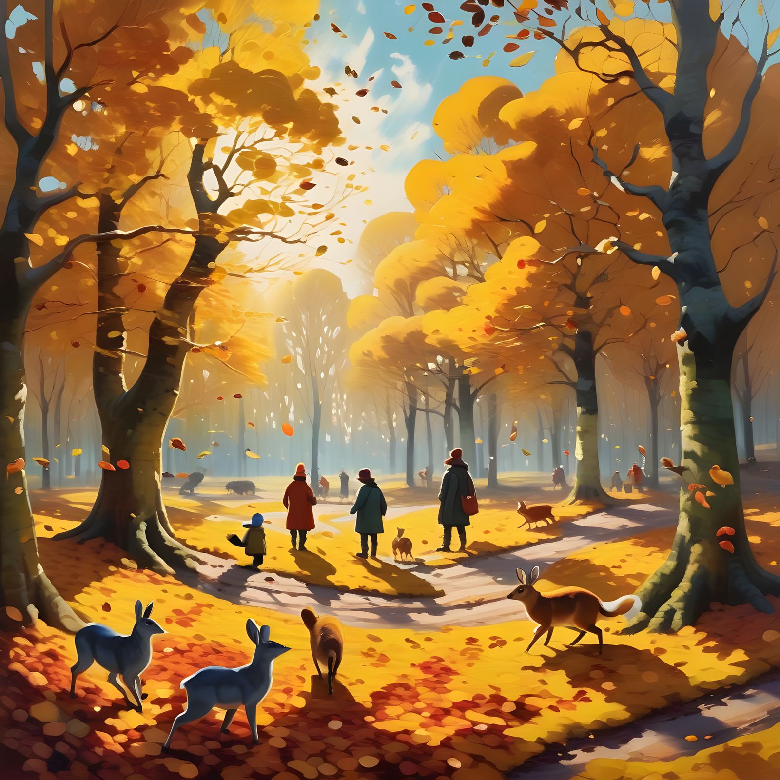 Enchanted Autumn Copse: Woodland Creatures at Play