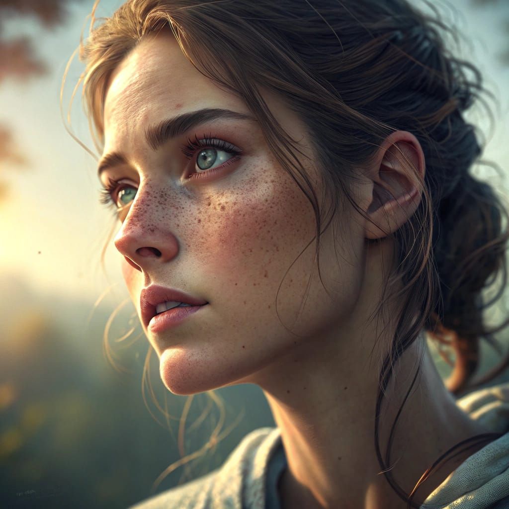 Ultra-Realistic Portrait of a Young Woman in Cinematic Light