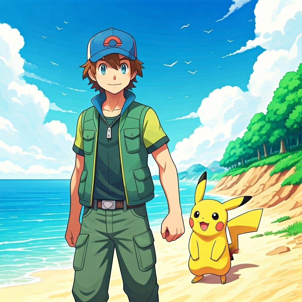 Ritchie and Sparky on a Sunny Beach