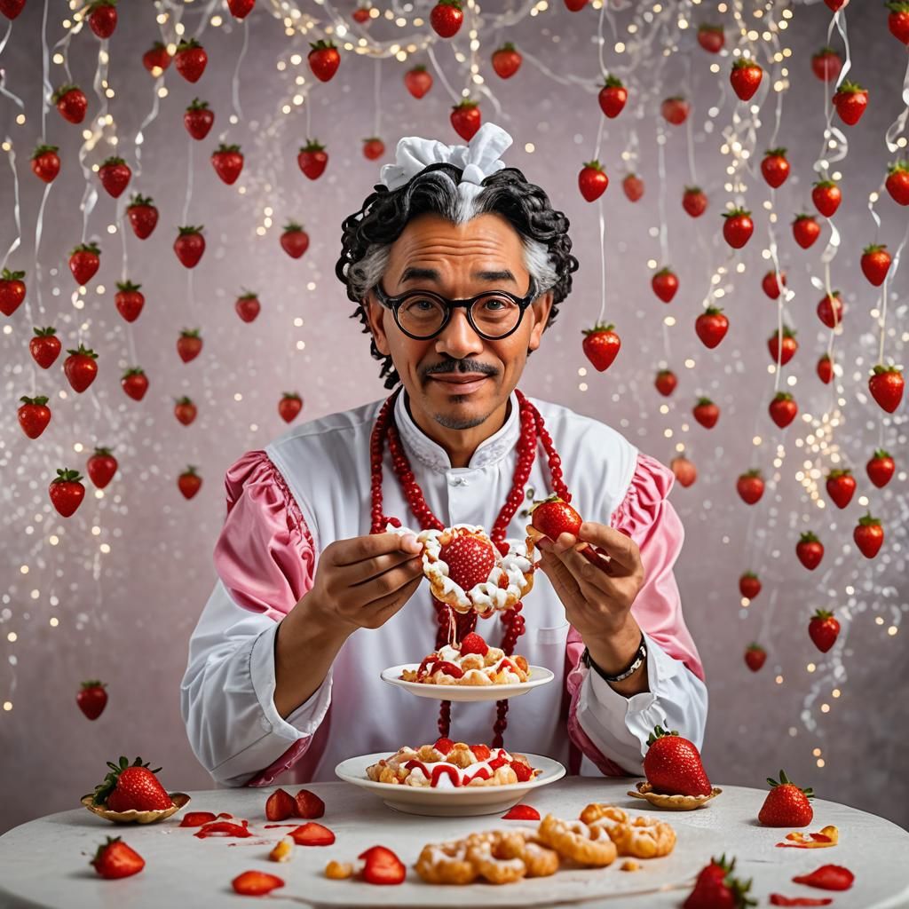 Fortune Teller with Strawberry Funnel Cake: DSLR Photo