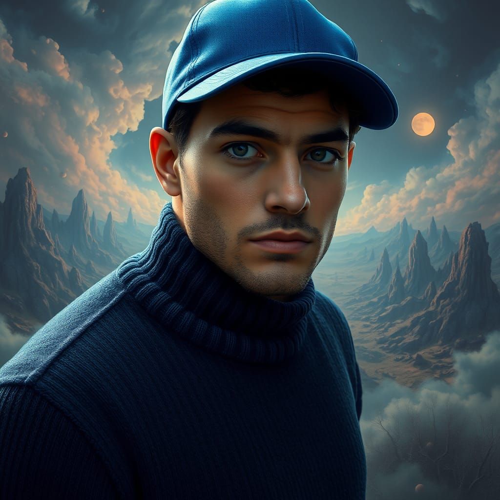 Man in Blue, Dreamlike Matte Painting