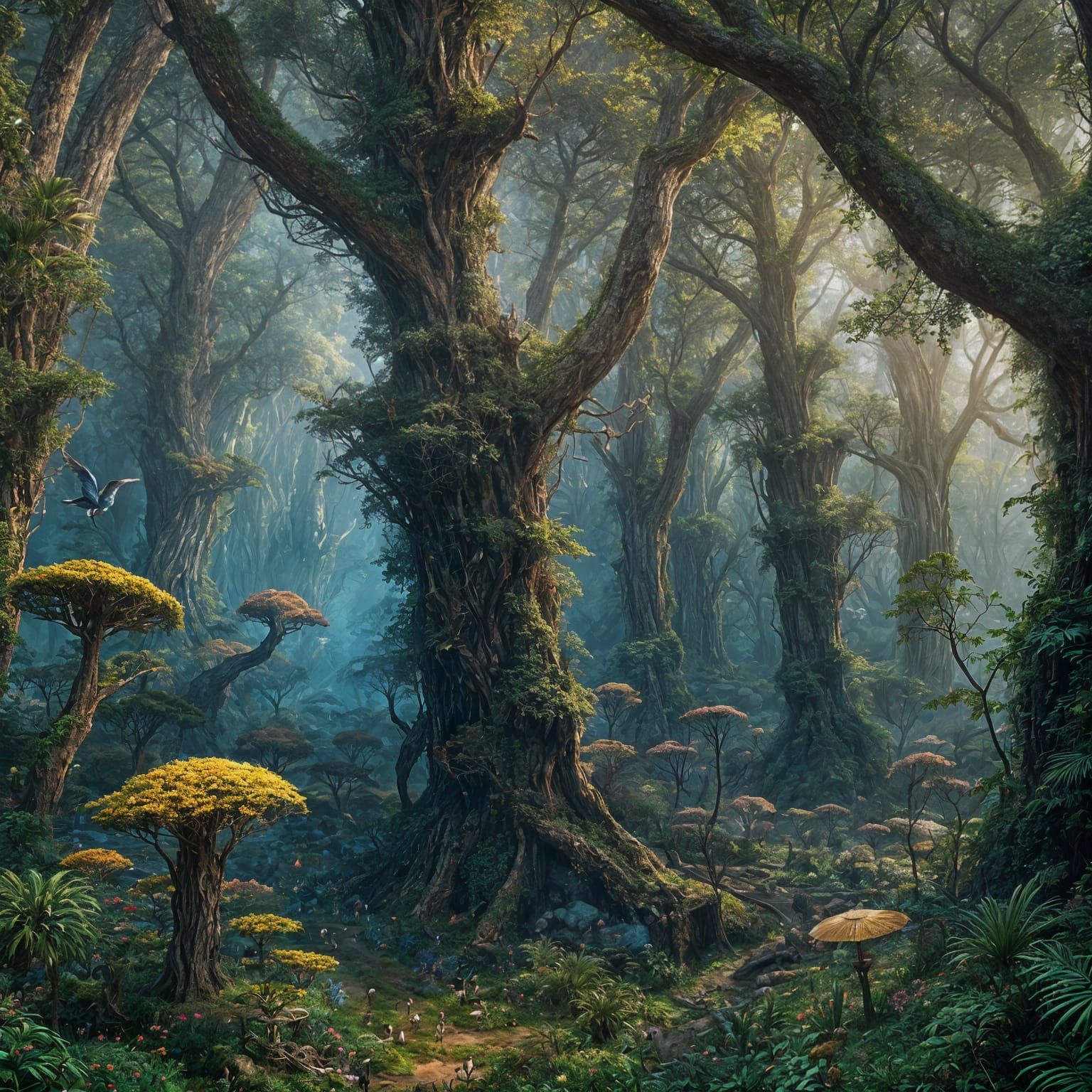 Fantastical Detailed Painting of Earth's Ancient Past