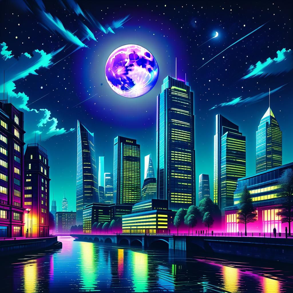 Utopian Synthwave: Thames River Futuristic Cityscape