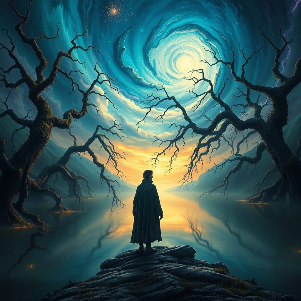 Mystical Lake Scene in Dreamlike Fantasy Style