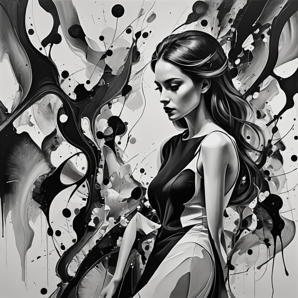 Abstract Black and White Portrait of Woman