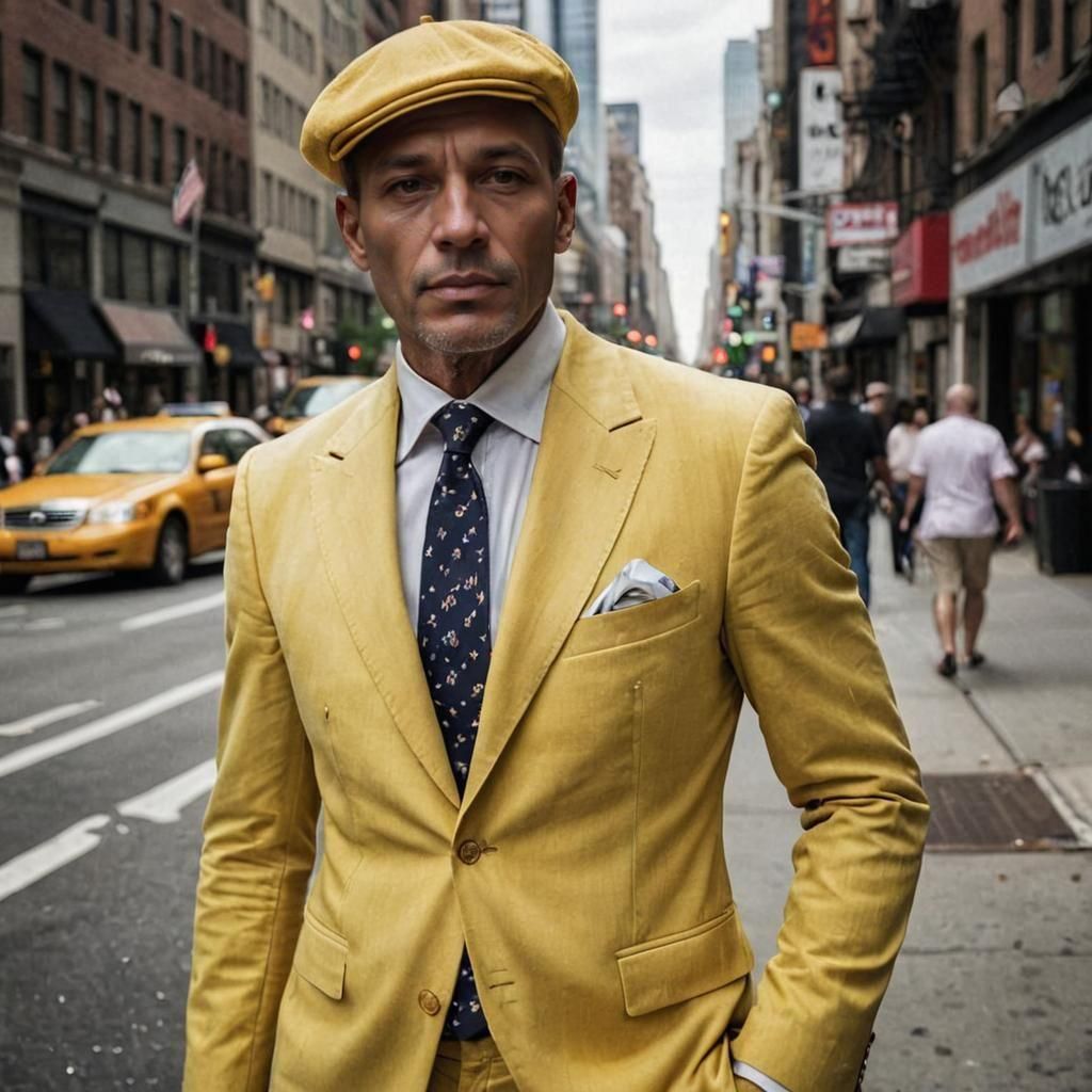 Elegant Man in Yellow Suit, Street Photography
