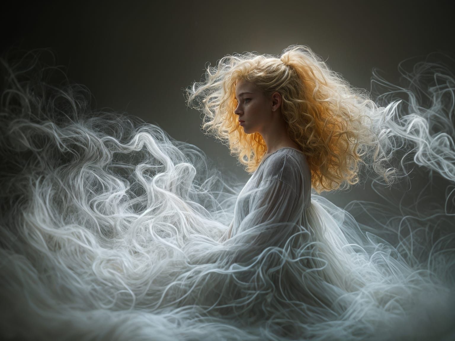 Luminous Portrait of a Curly-Haired Girl