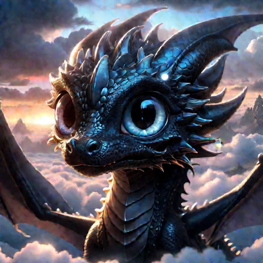 Crystal Black Dragon in Cloudy Wonderland