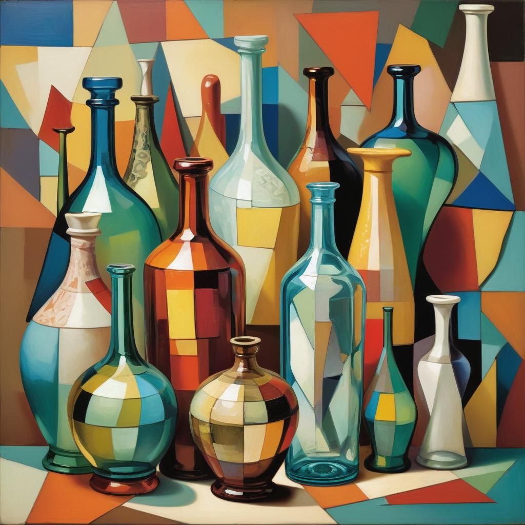 Cubist Vases in Geometric Still Life