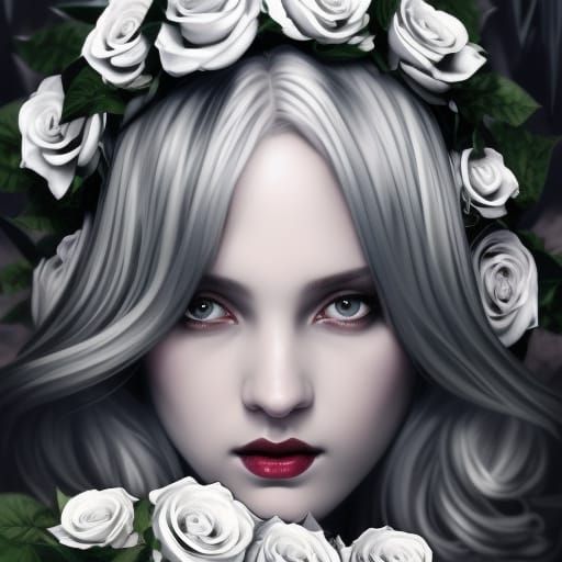 High Gothic Angel Princess on Rose Throne