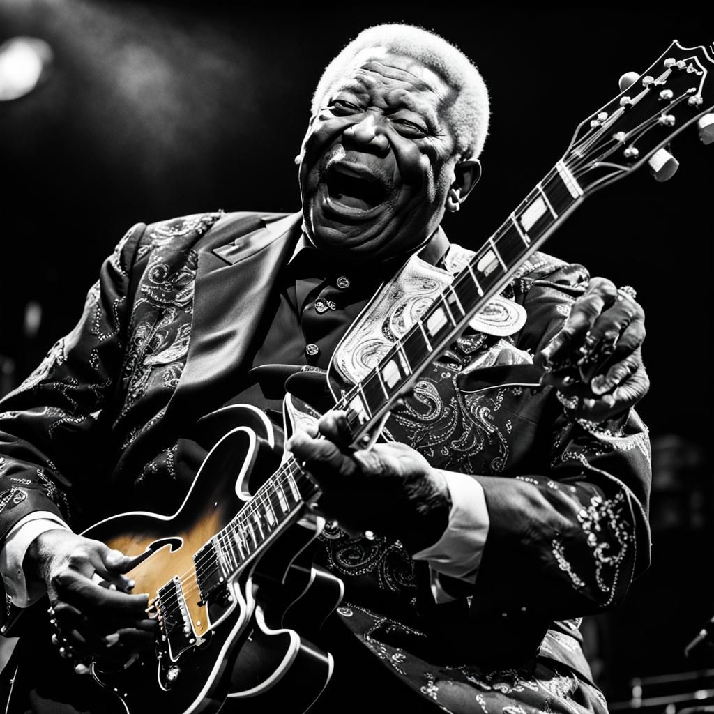 B.B. King Singing: Hyperrealistic 64 Megapixel Image