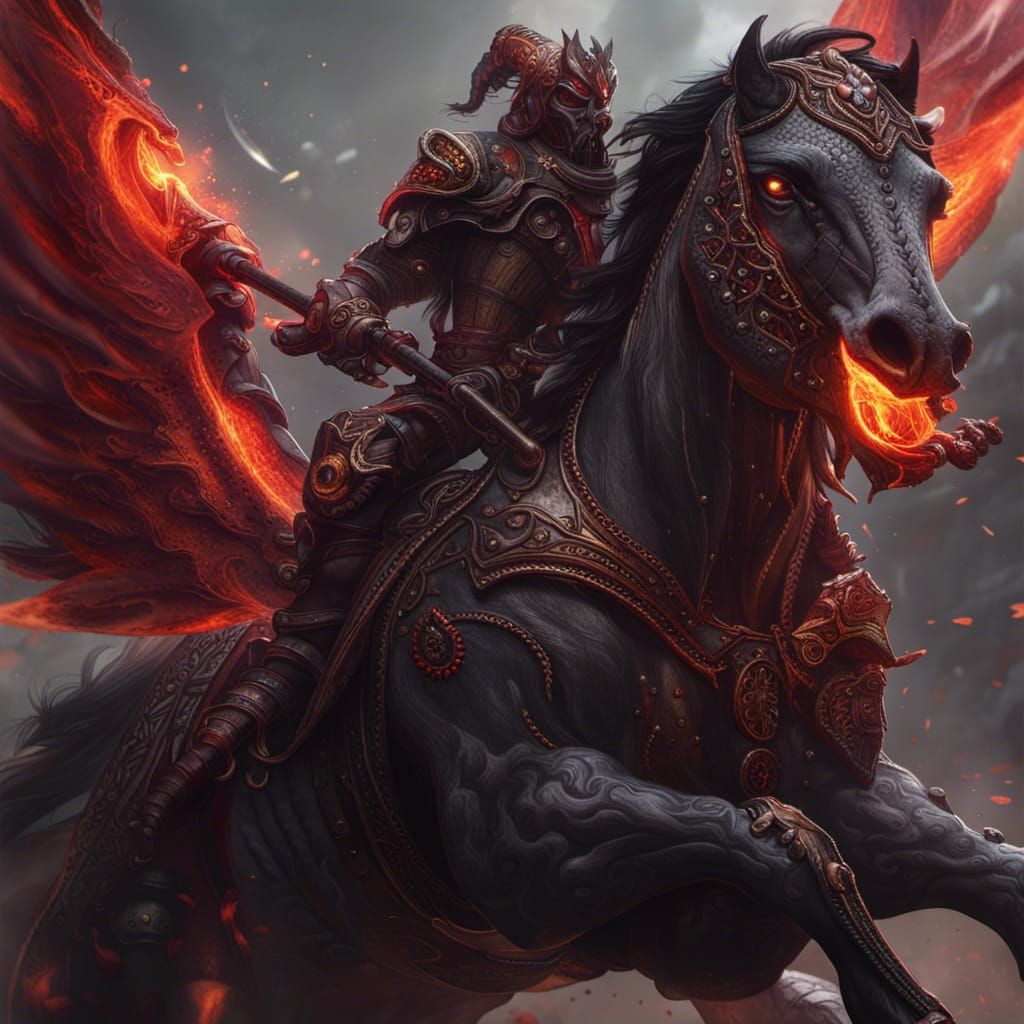 Flamed Dark Horse: Omen of Death in Dark Fantasy