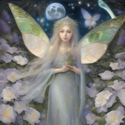 Moon Fairy in Ethereal Moonlit Garden