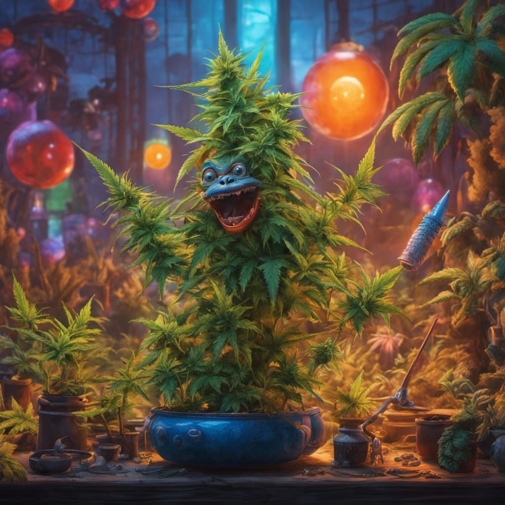 Anthropomorphic Marijuana Plant Offering Free Doobies