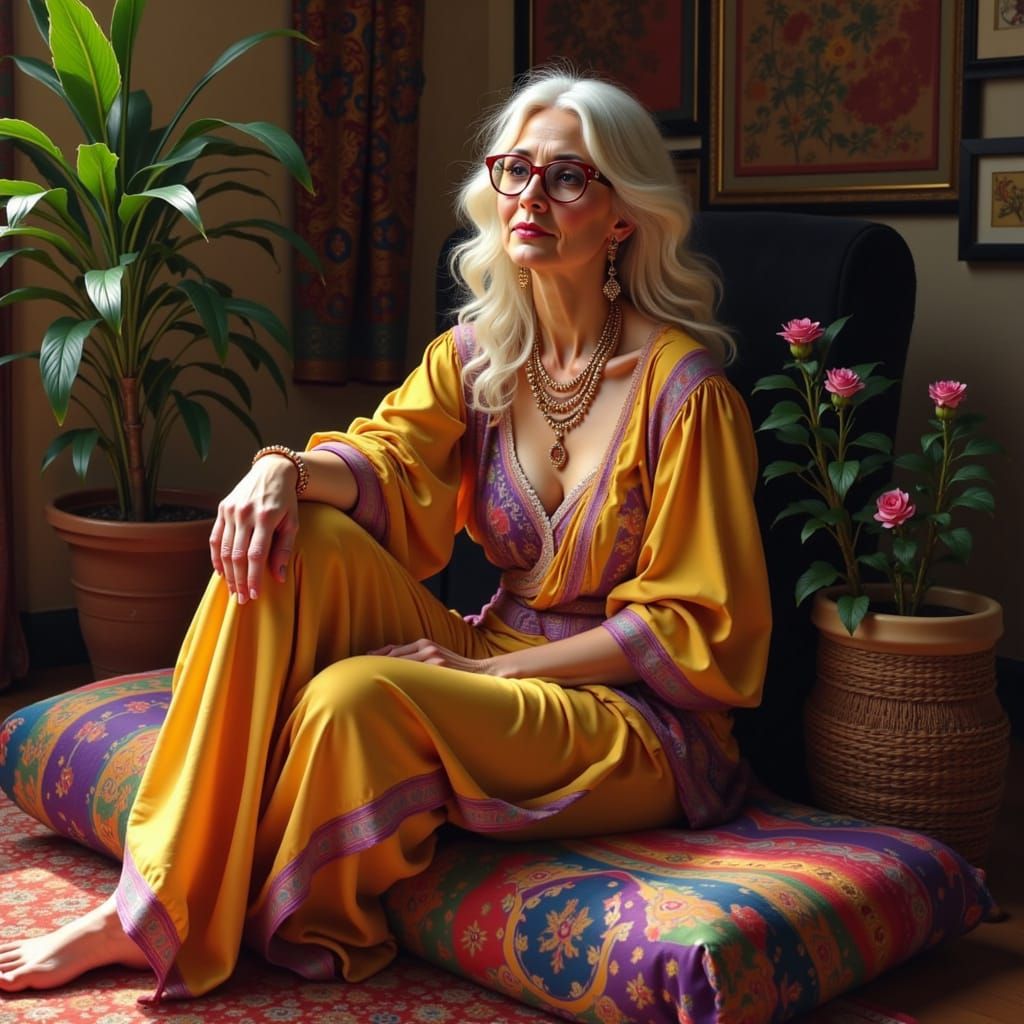 Bohemian Woman in Golden Light, Driskell Style