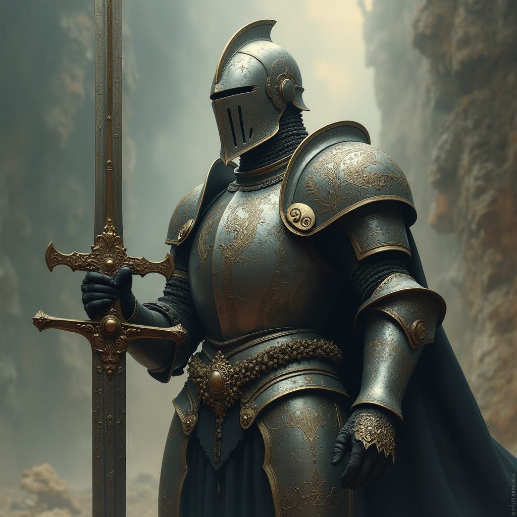 Regal Knight Wields a Majestic Great Sword