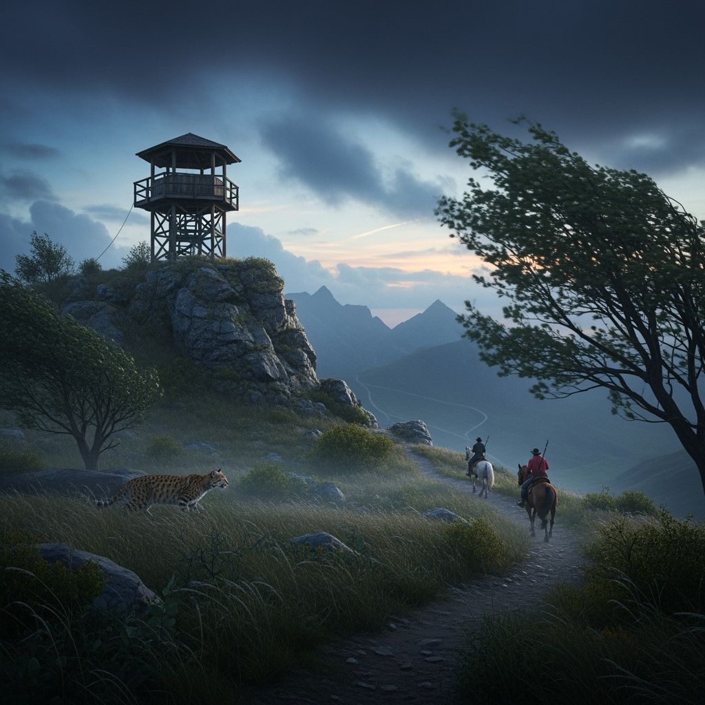 Dramatic Watchtower Scene at Twilight in 8K