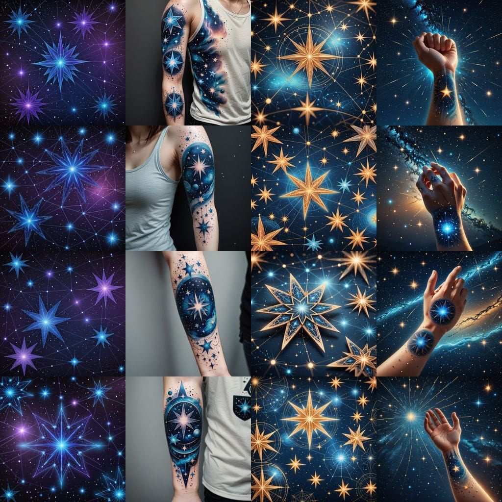 Pleiades Constellation Tattoo Diagram Illustration