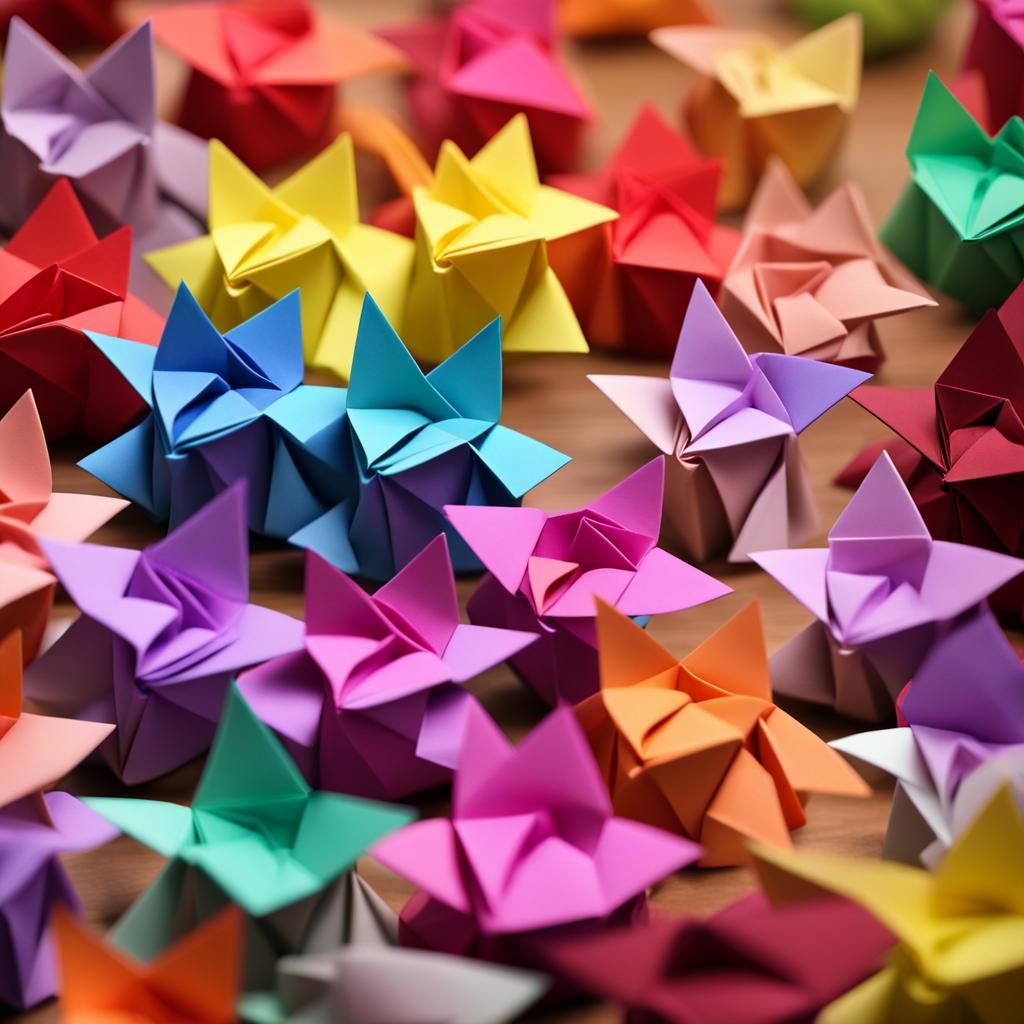 Colorful Origami Papercraft in Soft Focus