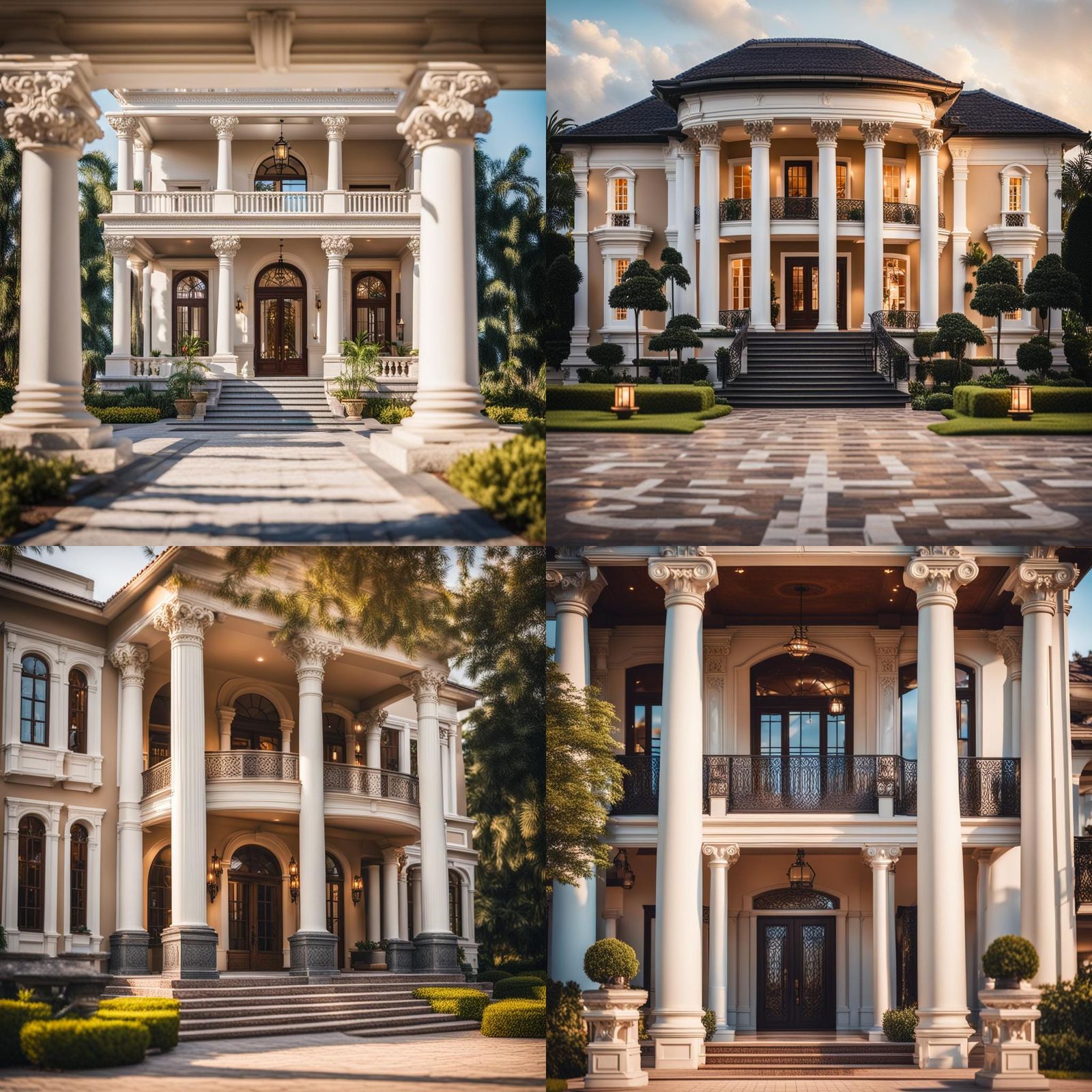 Elegant Two-Story Mansion with Columns: Professional Photogr...