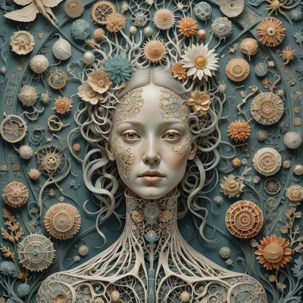 Introspective Mixed Media Art with Abstract and Anatomical E...