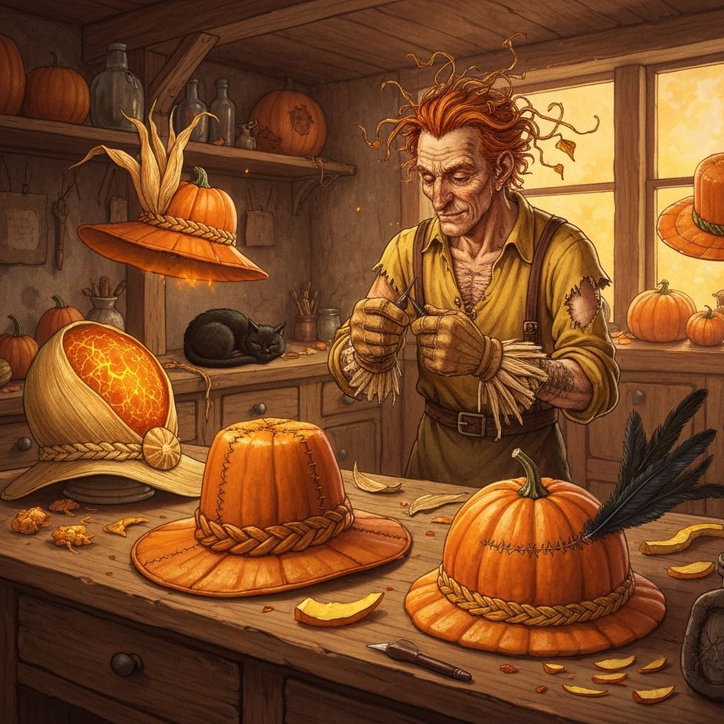 Hatter Crafts Elegant Hats From Pumpkin Materials