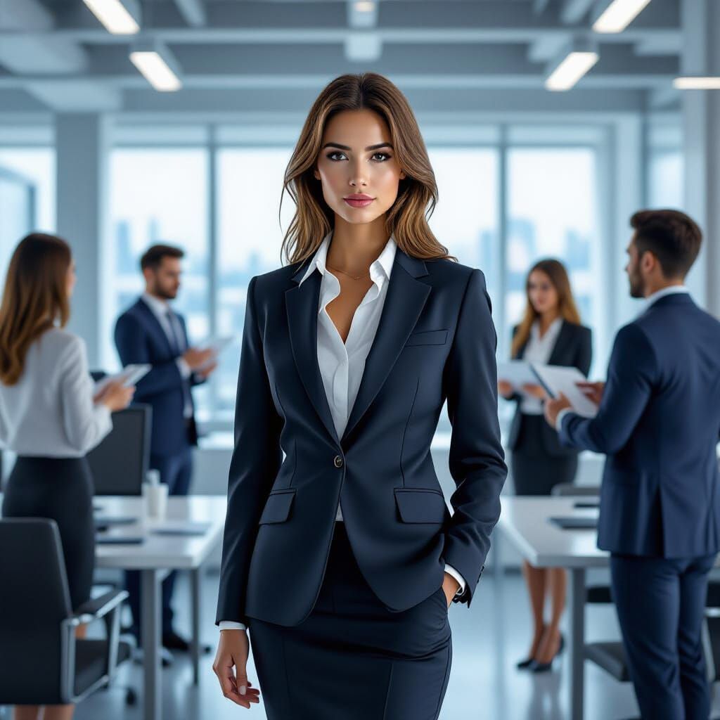 Futuristic Office Scene in Syd Mead Style