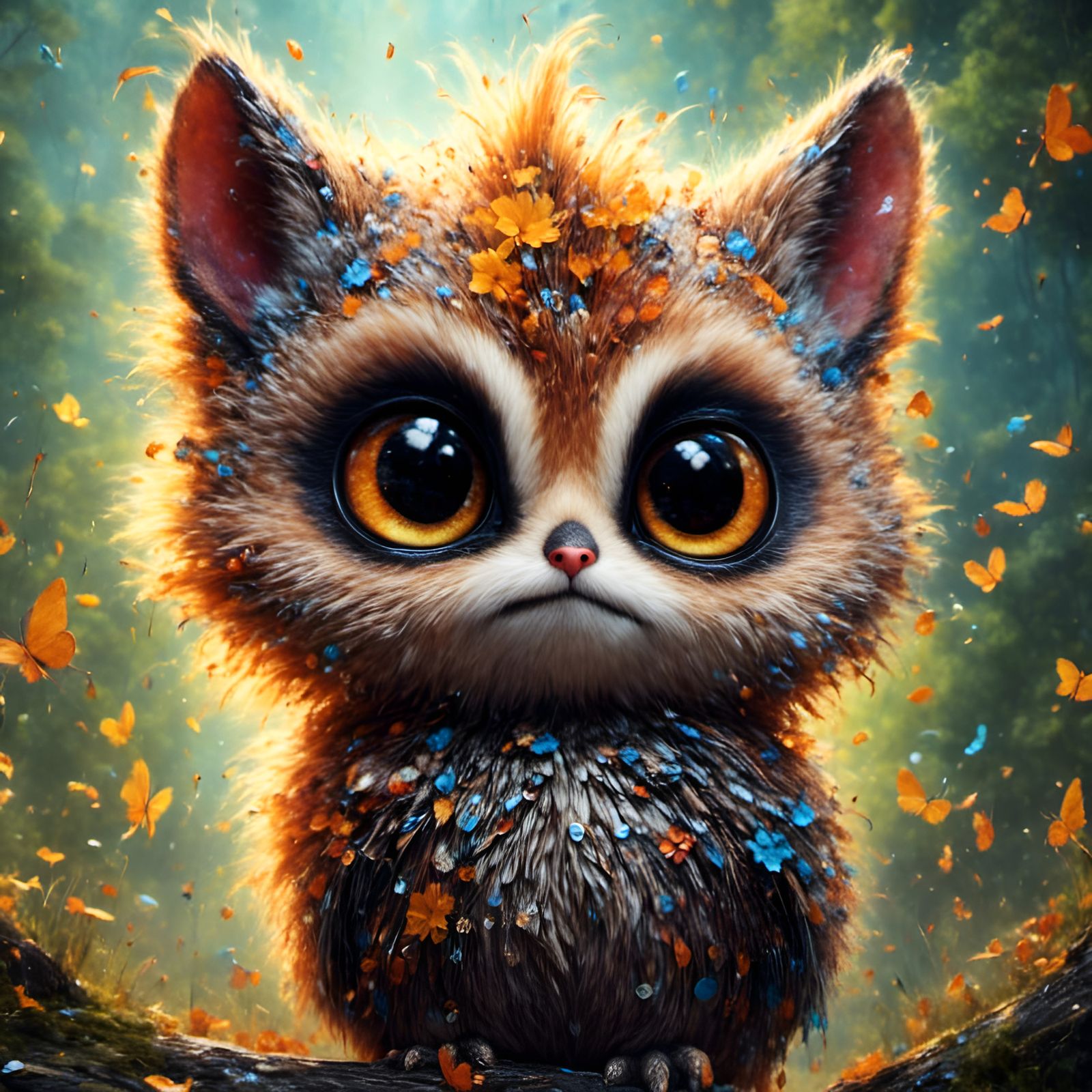 Adorable Animal Portrait with Graffiti Elements