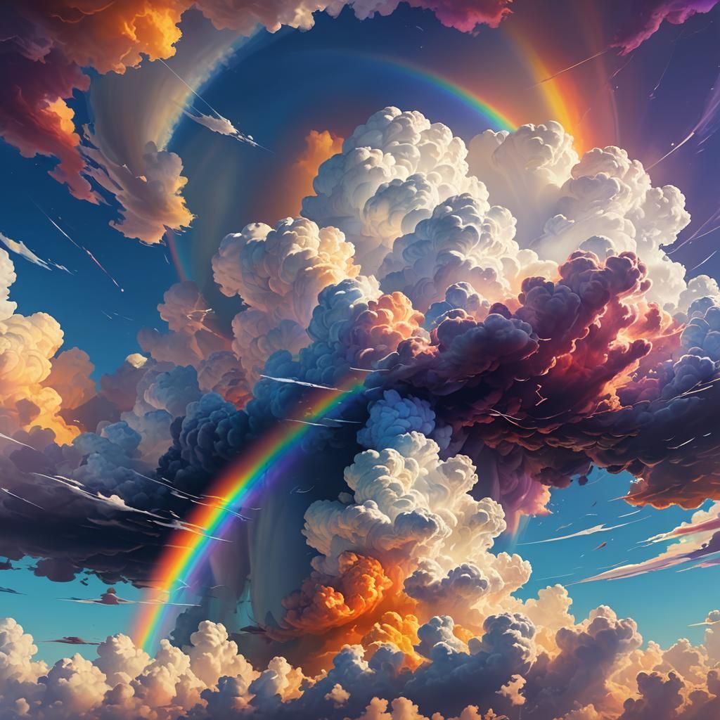 Rainbow in Colorful Sky: Fantasy Concept Art