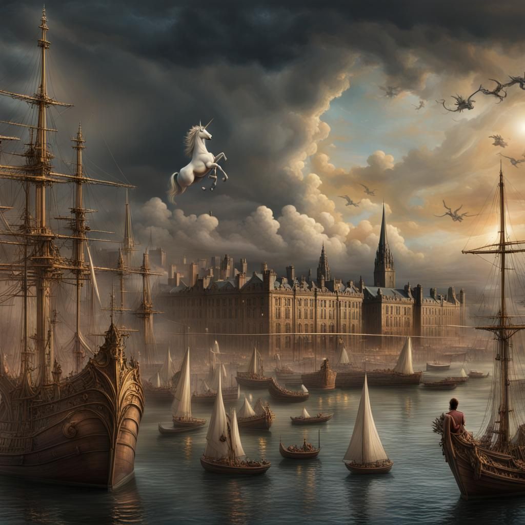 Unicorn Invasion of Dundee in Renaissance Style