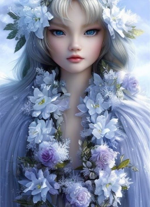 Mysterious Frozen Ice Flowers in Hyperrealistic Style