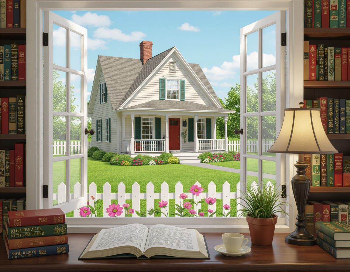 Hyperrealistic Window Display with Flowers and Emojis