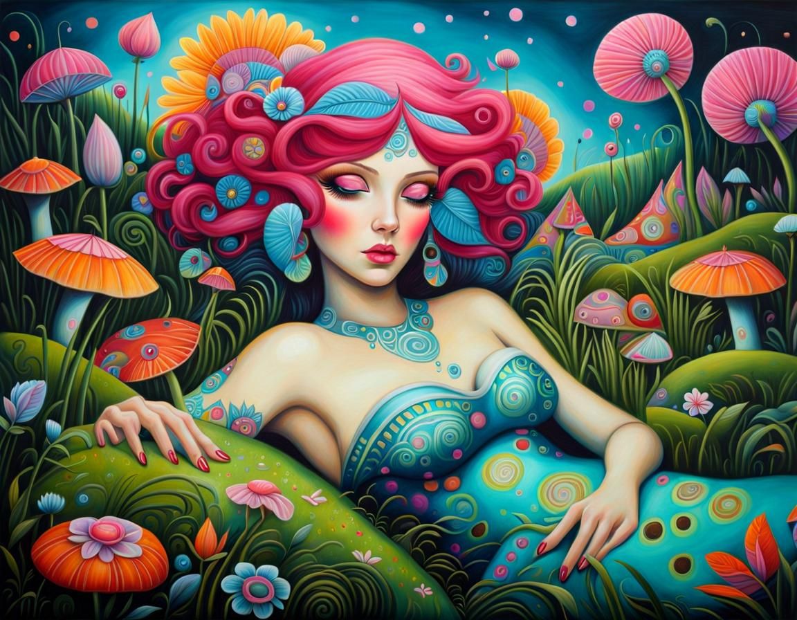 Woman in Mud: Whimsical Surreal Painting