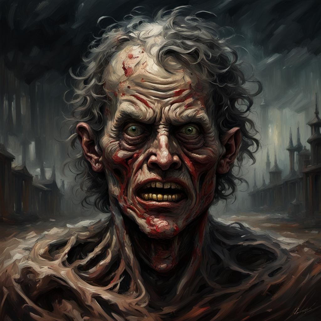 Grotesque Cannibalistic Face in Gothic Horror Style