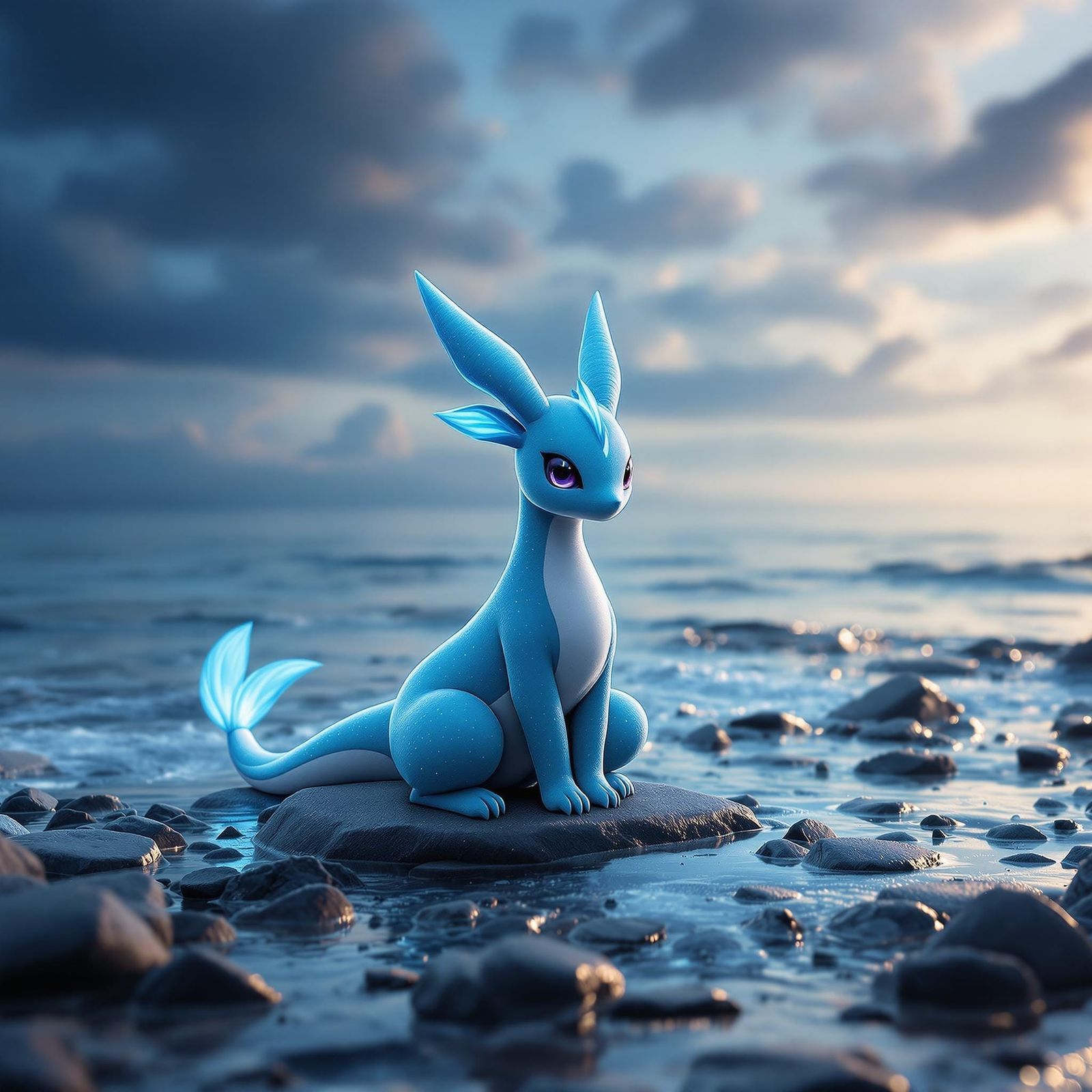 Vaporeon Seaside Masterpiece in Photorealistic UHD