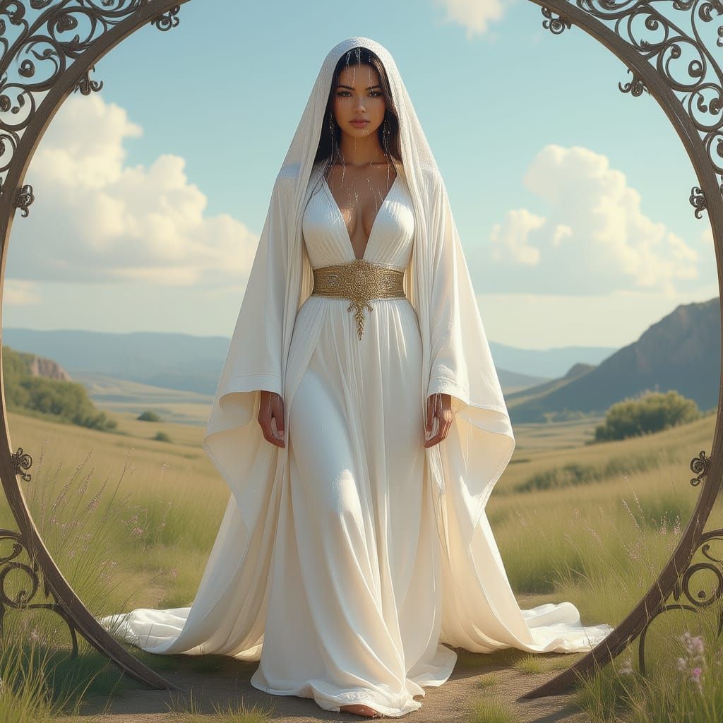 Ethereal Bronze Woman in a Surreal Style