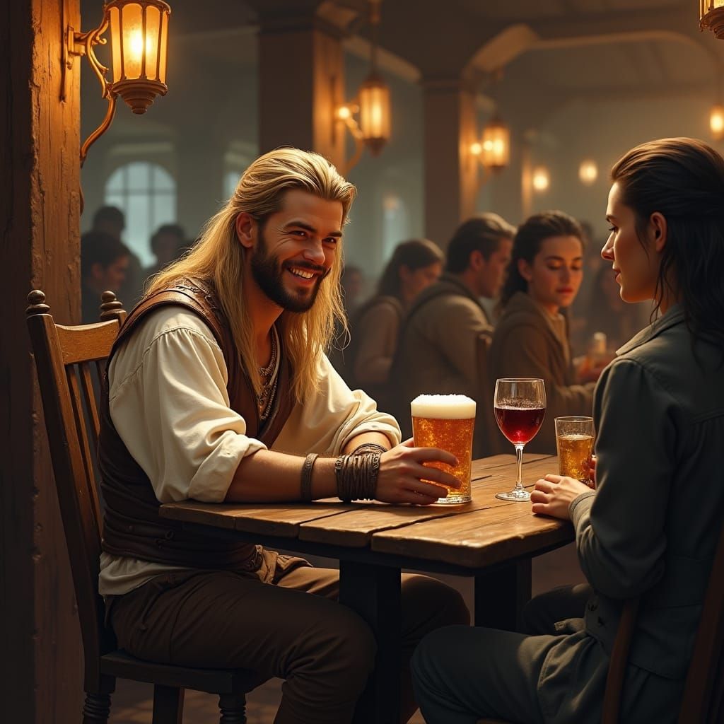 Tavern Scene with Adventurer and Scholar
