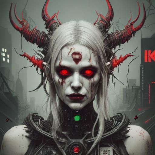 Disturbing Demonic Close-up in Analog Horror Style