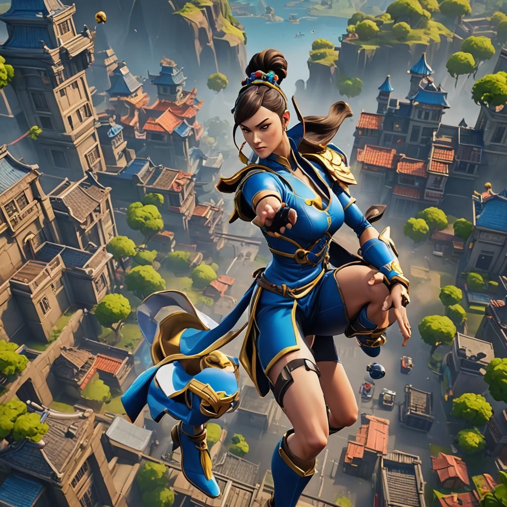 Chun Li in Fortnite: Detailed Matte Painting