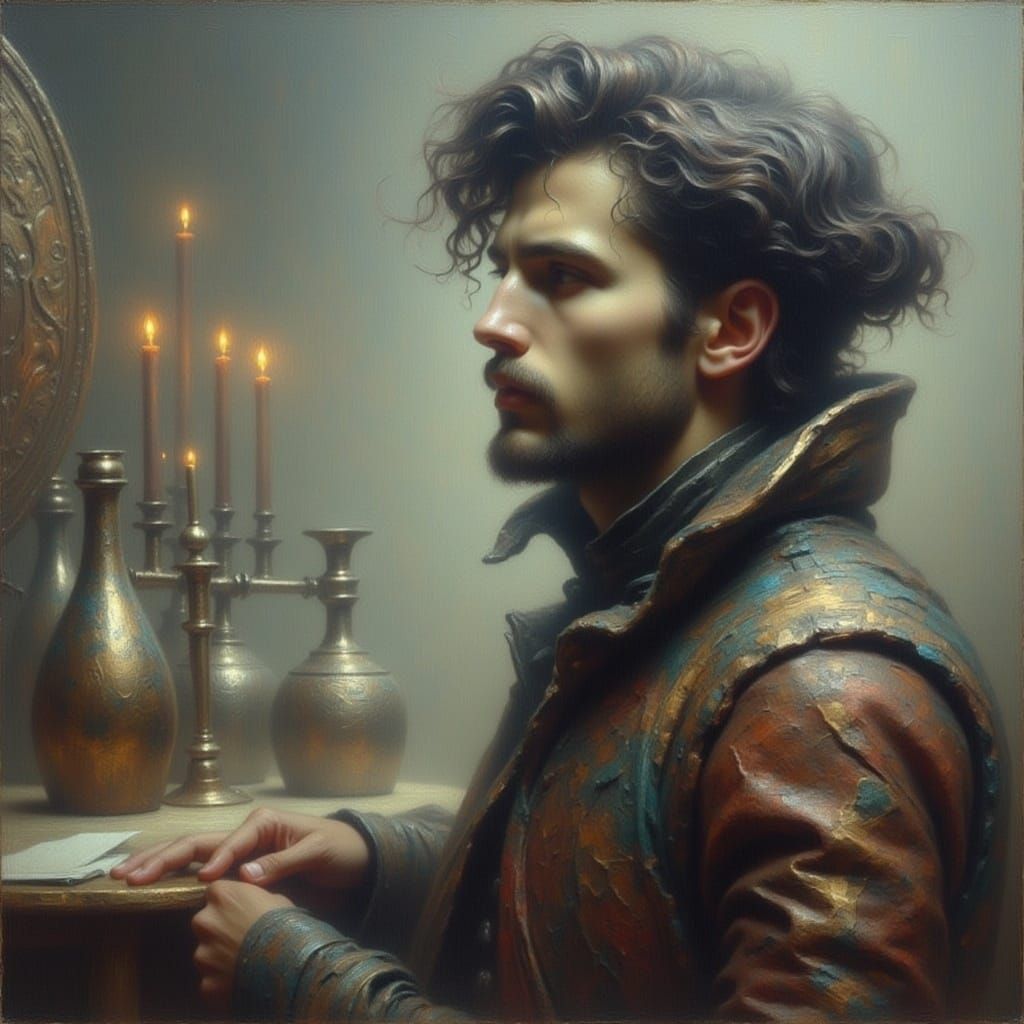 Man with Golden Leaf Dust Texture