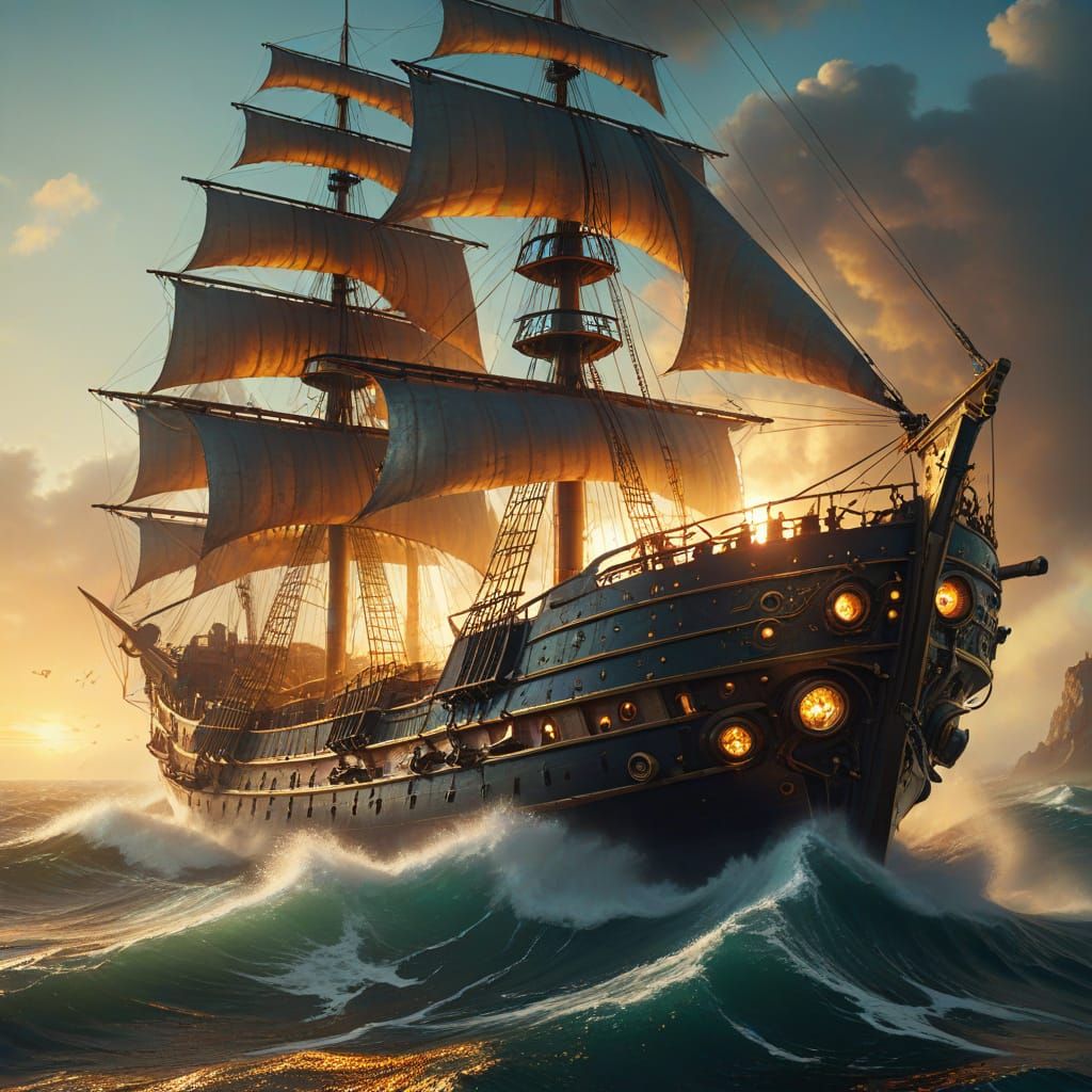 Steampunk Sailing Ship Discovers Atlantis