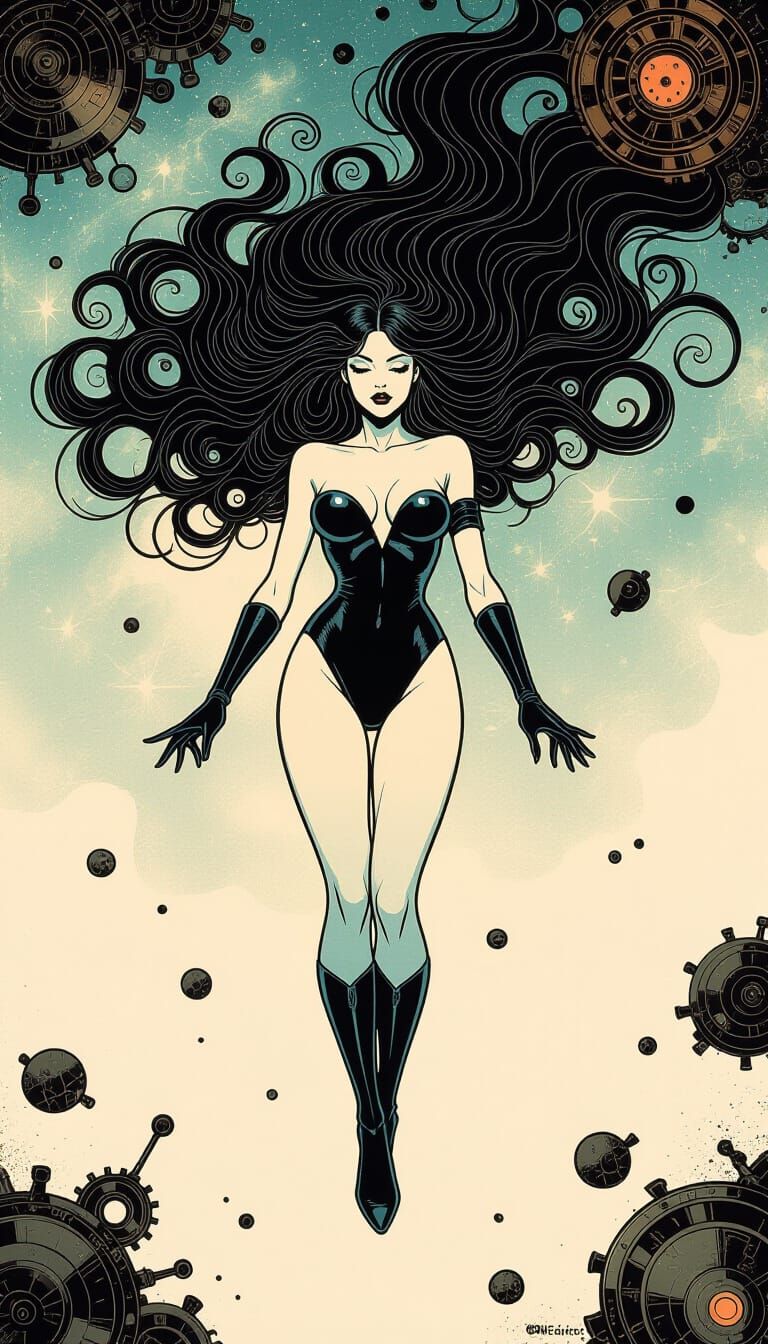 Druuna Floating in Cosmic Void, Sensual Surrealism