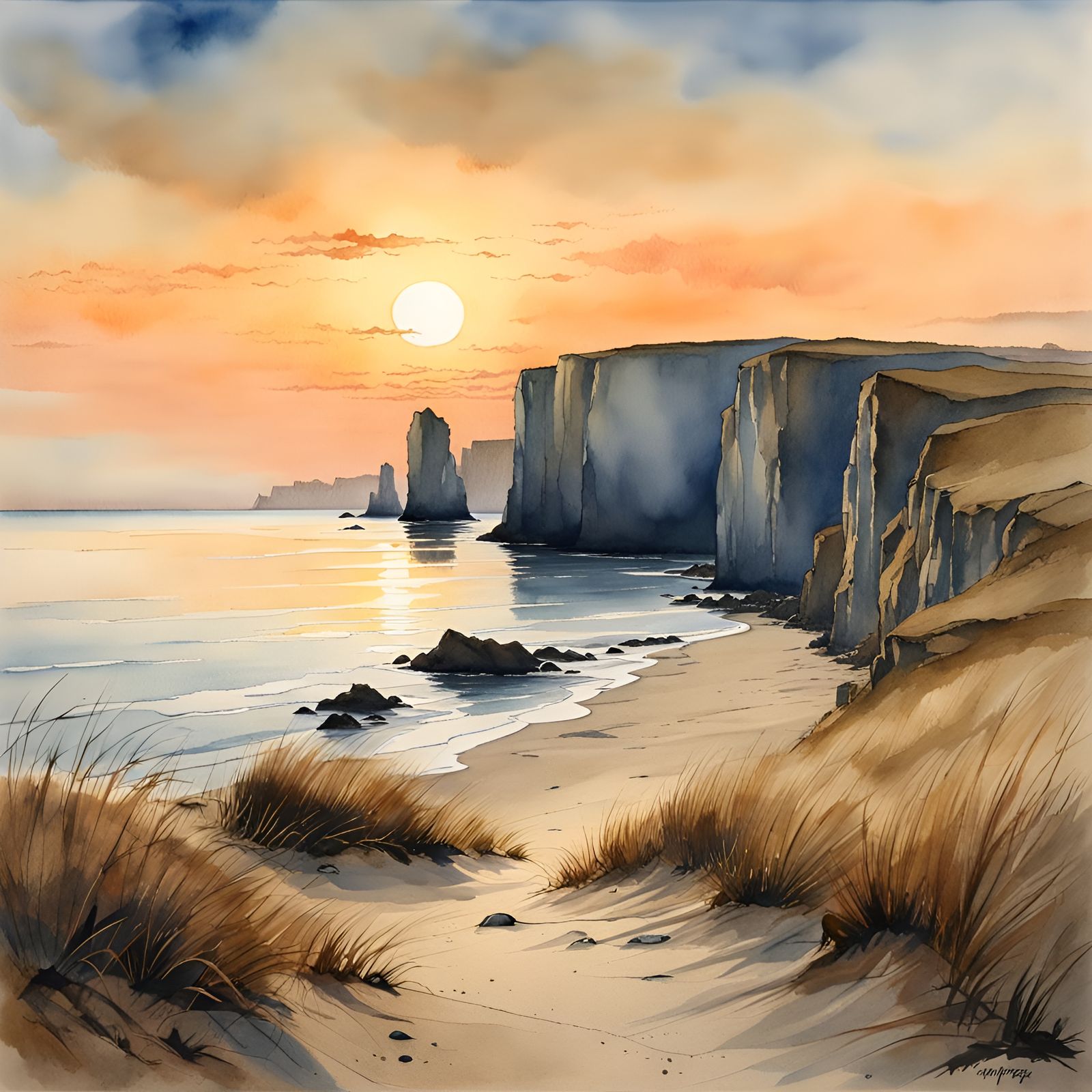 coastal cliffs sunset