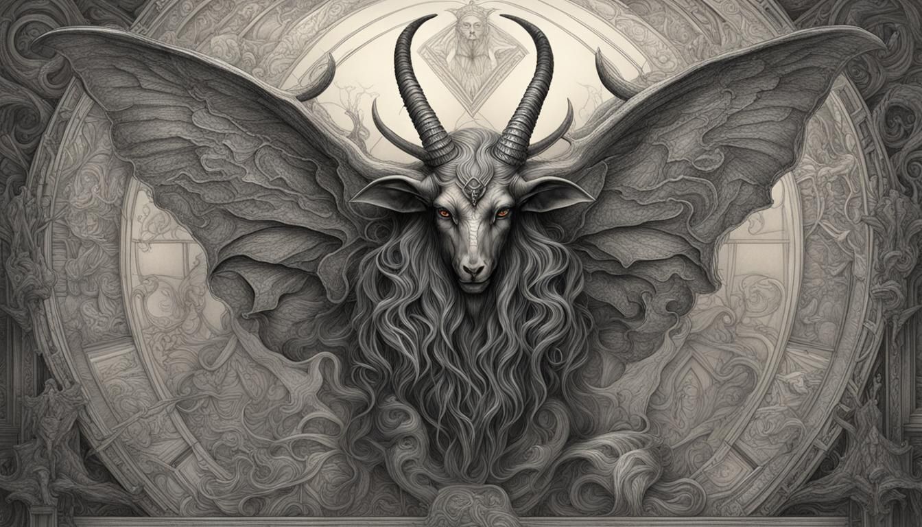 Iridescent Baphomet with Butterfly Wings: Pencil Sketch
