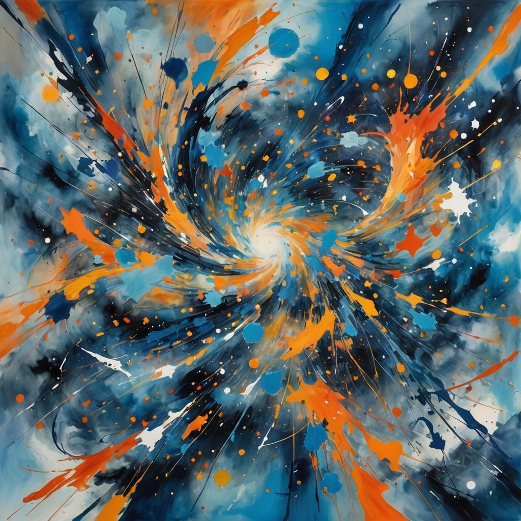 Cosmic Expressionism: A Celestial Ballet in Blue and Orange