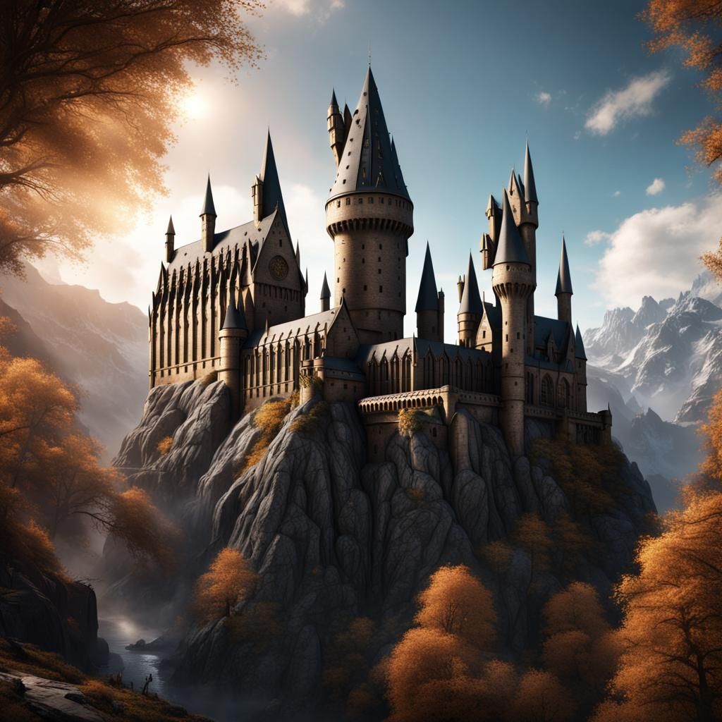 Detailed Matte Painting of Hogwarts in 8K