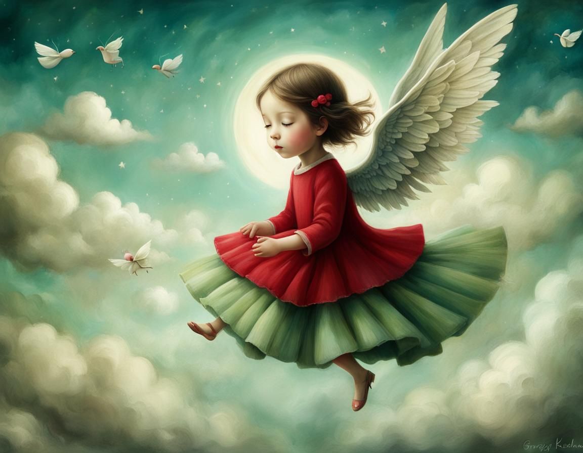 Angelic Ascent: A Whimsical Journey to Heaven