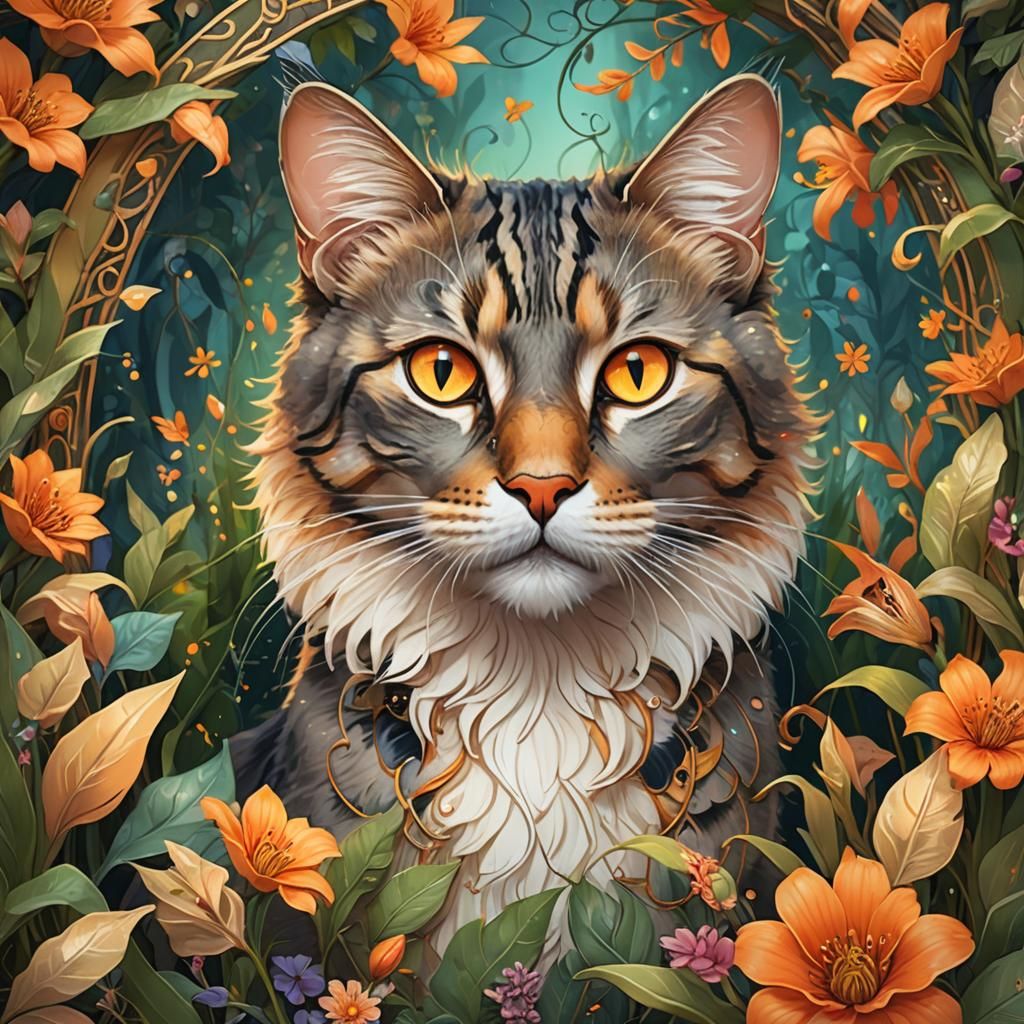 Romantic Cat and Mouse Fantasy Art