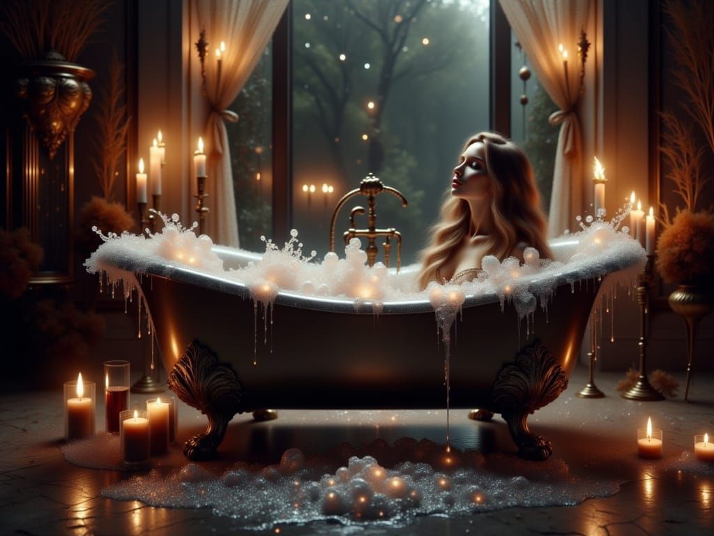 Luxurious Bathroom Scene with Clawfoot Tub