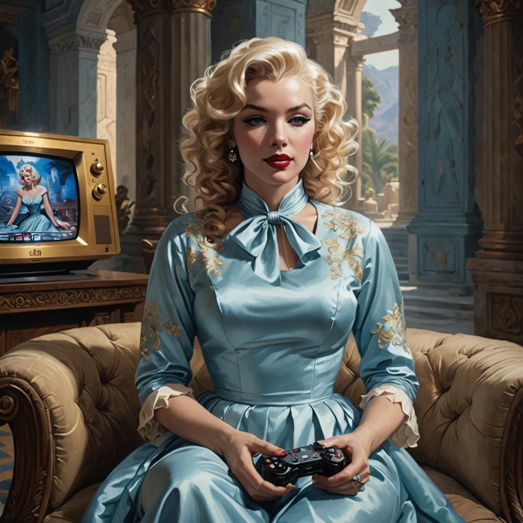 Marilyn Monroe as Regency Gamer in Temple